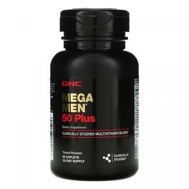 GNC, Mega Men, мультивітаміни для чоловіків віком від 50 років, 60 капсул з повільним вивільненням