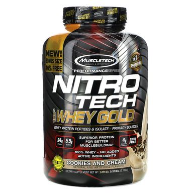 Сывороточный протеин вкус печенья и сливок Muscletech (Nitro-Tech 100% Whey Gold) 2.51 кг купить в Киеве и Украине