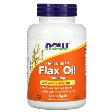 Олія лляна з лігнанів Now Foods (High Lignan Flax Oil) 1000 мг 120 капсул