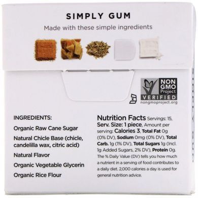 Жувальна гумка, Натуральний фенхель і лакрица, Simply Gum, 15 штук