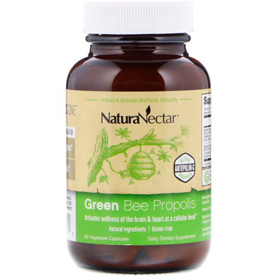 Зелений бджолиний прополіс, NaturaNectar, 60 вегетаріанських капсул