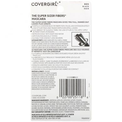 Тушь для ресниц, оттенок 805 &laquo;Черный&raquo;, The Super Sizer Fibers, Covergirl, 12 мл (0,4 унции) купить в Киеве и Украине