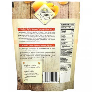 Sunny Fruit, Organic apricots, 5 packets of 1.76 ounces (50 g) each