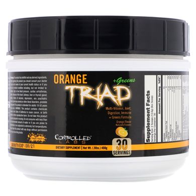 Апельсинова тріада + зелень, апельсиновий смак, Controlled Labs, 0,9 фунта (408 г)