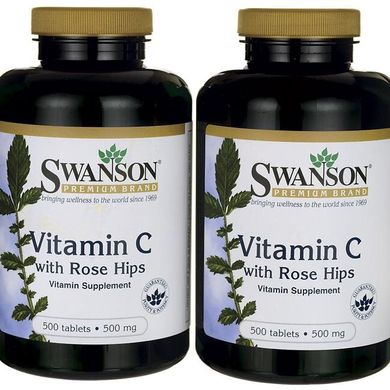 Вітамін С з шипшиною, Vitamin C w / Rose Hips, Swanson, 500 мг 1000 капсул