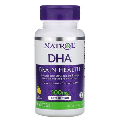 DHA для здоров'я мозку Natrol (Brain Health) 500 мг 30 капсул зі смаком лимона
