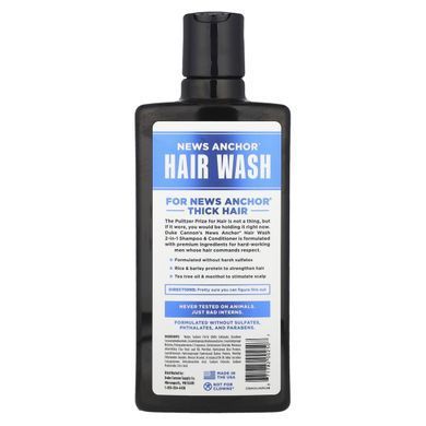 Duke Cannon Supply Co., News Anchor&reg; Hair Wash, 2 in 1 Shampoo & Conditioner, Naval Diplomacy, Bergamot + Aquatic Musk, 14 fl oz (414 ml)