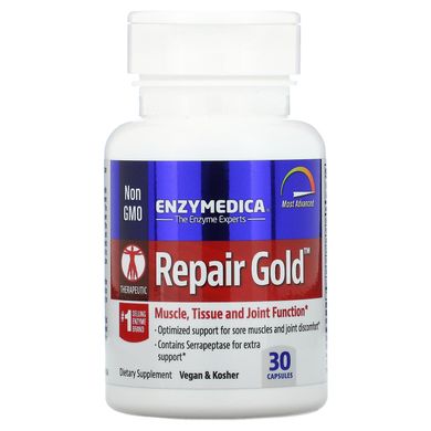 Ферменти для м'язів, суглобів, тканин, Repair Gold, Enzymedica, для веганів, 30 капсул
