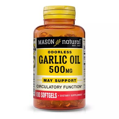 Часникова олія Mason Natural (Garlic Oil) 500 мг 100 гелевих капсул