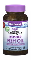 Кошерный рыбий жир Омега-3 Bluebonnet Nutrition (Kosher Fish Oil) 60 желатиновых капсул купить в Киеве и Украине