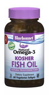 Кошерний риб'ячий жир Омега-3 Bluebonnet Nutrition (Kosher Fish Oil) 60 желатинових капсул