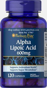Альфа-липоевая кислота, Alpha Lipoic Acid, Puritan's Pride, 600 мг, 120 капсул купить в Киеве и Украине