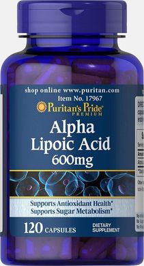 Альфа-липоевая кислота, Alpha Lipoic Acid, Puritan's Pride, 600 мг, 120 капсул купить в Киеве и Украине