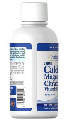 Рідкий кальцій-магній з вітаміном D3 Чорниця, Liquid Calcium Magnesium with Vitamin D3 Blueberry, Puritan's Pride, 473 мл