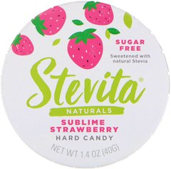 Naturals, льодяники без цукру, велична полуниця, Stevita, 40 г