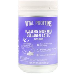 Колагенове латте, чорничне місячне молоко, Collagen Latte, Blueberry Moon Milk, Vital Proteins, 325 г