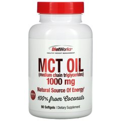 DietWorks, олія MCT, 1000 мг, 90 м'яких таблеток