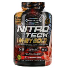 Сироватковий протеїн смак полуниці Muscletech (Nitro-Tech 100% Whey Gold) 2.51 кг