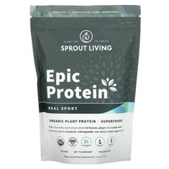 Органічний рослинний білок + суперпродукти, справжній спорт, Epic Protein, Organic Plant Protein + Superfoods, Real Sport, Sprout Living, 494 г