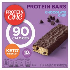 Protein One, Протеїнові батончики, шоколадна крихта, 5 батончиків по 0,96 унції (27 г) кожен
