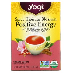 Yogi Tea, Позитивна енергія пряних квіток гібіскусу, 16 чайних пакетиків, 1,12 унції (32 г)