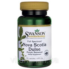Шотландская темно-красная съедобная водоросль, Full Spectrum Nova Scotia Dulse, Swanson, 400 мг, 60 капсул купить в Киеве и Украине