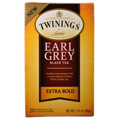 Ерл Грей, чорний чай, міцний, Twinings, 20 чайних пакетиків, 1,41 унції (40 г)