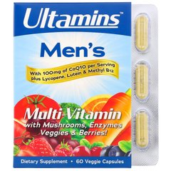 Чоловічий мультивітамінний комплекс з CoQ10, грибами, ферментами, овочами і ягодами, Ultamins, 60 рослинних капсул