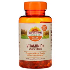 Вітамін Д3 Sundown Naturals (Vitamin D3) 25 мкг 1000 МО 400 капсул