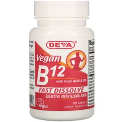 Веганський вітамін B12, Vegan B12, сублінгвально, Deva, 90 таблеток