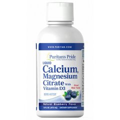 Рідкий кальцій-магній з вітаміном D3 Чорниця, Liquid Calcium Magnesium with Vitamin D3 Blueberry, Puritan's Pride, 473 мл