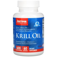 Крилева олія, Krill Oil, Jarrow Formulas, 60 рідких гелевих капсул