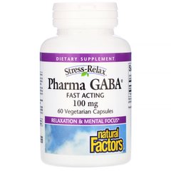 Стрес Релакс, Pharma GABA, Natural Factors, 100 мг, 60 рослинних капсул