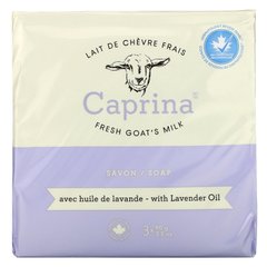 Caprina, Свіже козяче молоко, мило, олія лаванди, 3 батончики, 3,2 унції (90 г)
