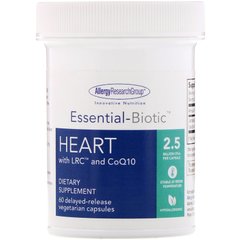 Пробіотик з коензимом Q10 для підтримки серця Allergy Research Group (Essential Biotic Heart with LRC and CoQ10) 2.5 млрд КУО 60 капсул