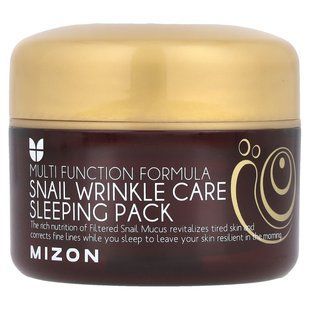 Mizon, Snail Wrinkle Care Sleeping Pack, ночная маска с муцином улитки против морщин, 80 мл (2,70 жидк. Унции) купить в Киеве и Украине