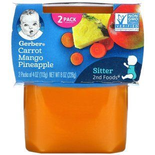 Gerber, Ананас с морковью, манго, натурщик, 2 упаковки по 4 унции (113 г) каждый купить в Киеве и Украине