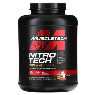 Сироватковий протеїн смак полуниці Muscletech (Nitro-Tech 100% Whey Gold) 2.51 кг