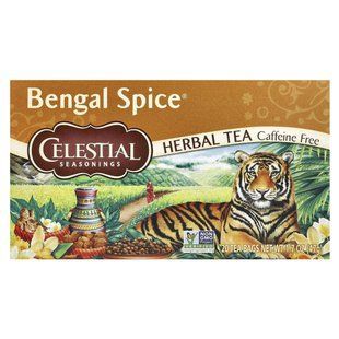 Трав'яний чай, бенгальські спеції, без кофеїну, Celestial Seasonings, 20 чайних пакетиків, 17 унції (47 г)