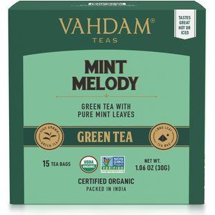 Green Tea, Mint Melody, Vahdam Teas, 15 Tea Bags, 30 g (1.06 oz)