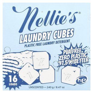 Nellie's, Laundry Cubes, Plastic Free Laundry Detergent, Unscented, 16 Loads, 8.47 oz (240 g) купить в Киеве и Украине
