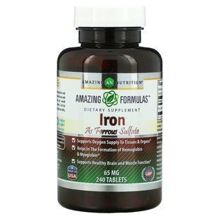 Зализо в форми сульфату зализа Amazing Nutrition (Iron as Ferrous Sulfate) 65 мг 240 таблеток купить в Киеве и Украине