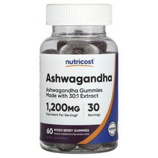 Nutricost, ашваганда, з ягідним смаком, 1200&nbsp;мг, 60&nbsp;жувальних мармеладок (600&nbsp;мг в 1&nbsp;шт.)