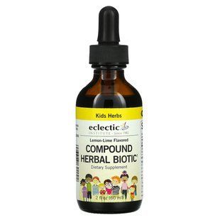Складова трав'яна біотика для дітей, зі смаком лимона і лайма, Kids Herbs, Compound Herbal Biotic, Lemon-Lime Flavored, Eclectic Institute, 60 мл