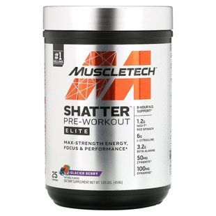 Muscletech, Shatter Pre-Workout, Elite, Glacier Berry, 1.01 pounds (459 g)