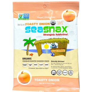 Toasty Onion, Жареная закуска из морских водорослей, SeaSnax, 5 листов - .54 унции (15 г) купить в Киеве и Украине