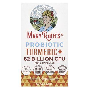 MaryRuth's, Probiotic Turmeric +, 62 Billion CFU, 60 Capsules (31 Billion CFU per Capsule) купить в Киеве и Украине