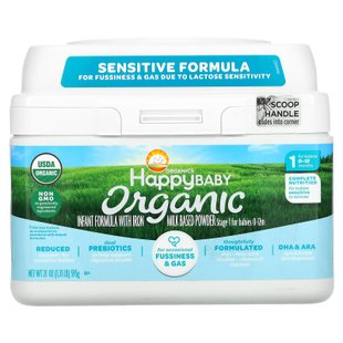 Happy Family Organics, Organics Happy Baby, детская смесь с железом, этап 2, 0-12 месяцев, 21 унция (595 г) купить в Киеве и Украине