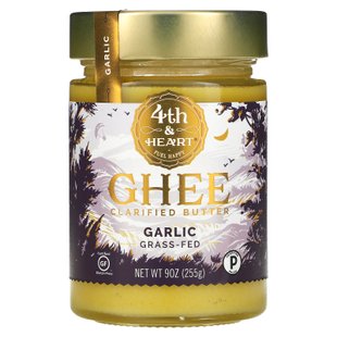 Топленое масло, травяной корм, калифорнийский чеснок, Ghee Butter, Grass-Fed, California Garlic, 4th & Heart, 255 г купить в Киеве и Украине