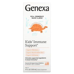 Genexa, Childrens Immune Support, age 2+, organic honey and elderberry, 4 fluid ounces (120 ml).